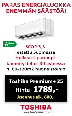 Ilmalämpöpumppu Toshiba Premium+ hinta asennettuna alk. 2389€